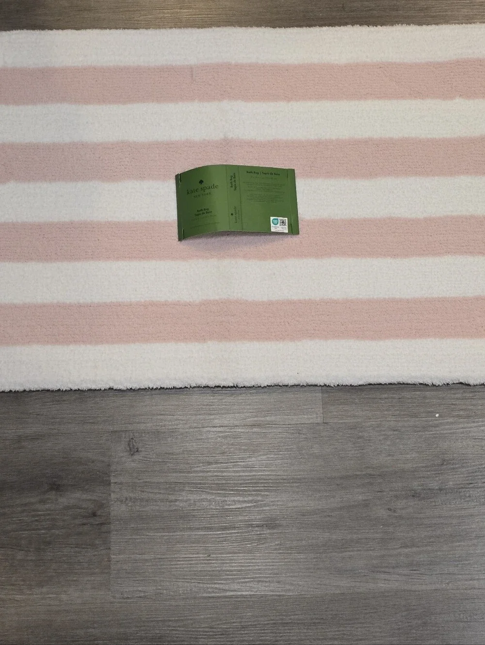 Kate Spade New York Pink and White Striped Plush Oversized Bath Rug